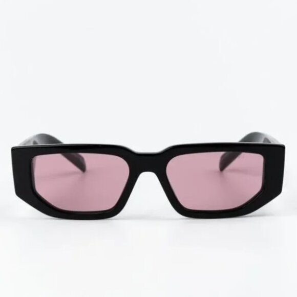 NEW Prada PR09ZS 16K30L Black Pink Unisex Rectangle Sunglasses PR 09ZS - Picture 3 of 10